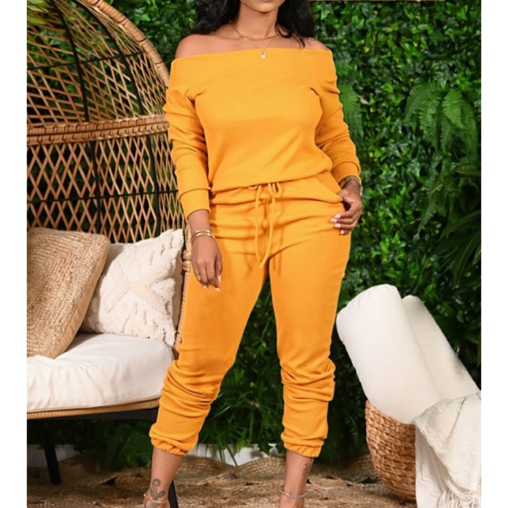 Gold Drawstring Jumpsuit - Picture 2 of 6